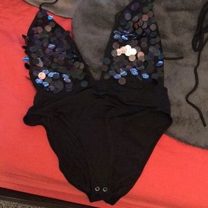 Ombre Sequin Halter Bodysuit